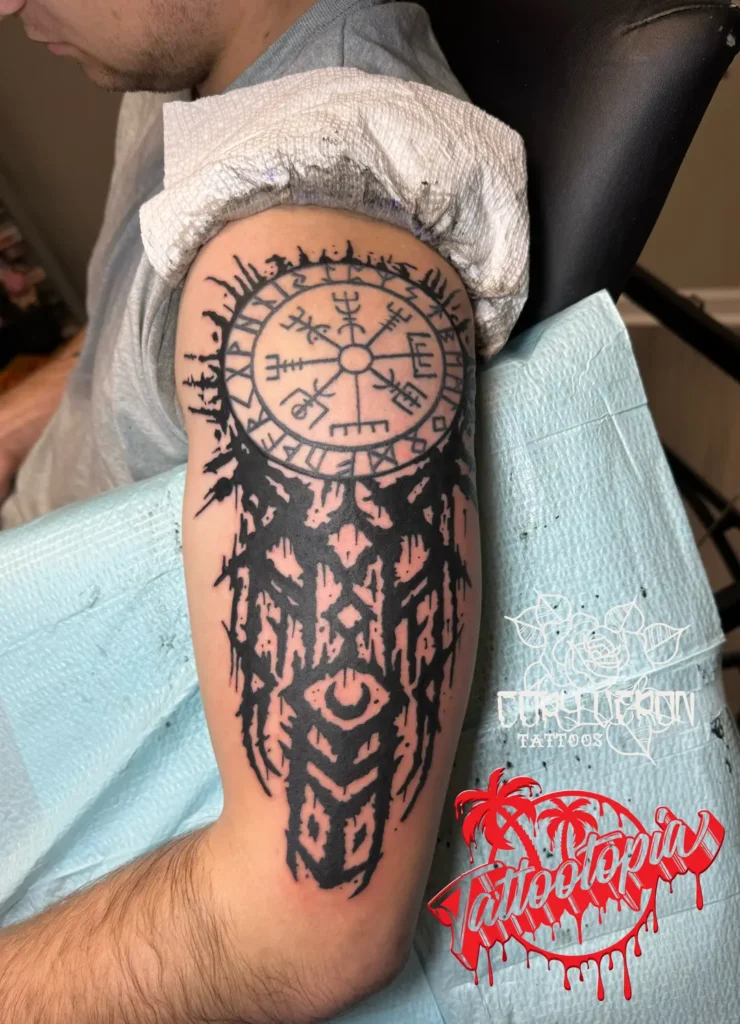 cory veron clock blackwork tattoo tattoopia denham springs
