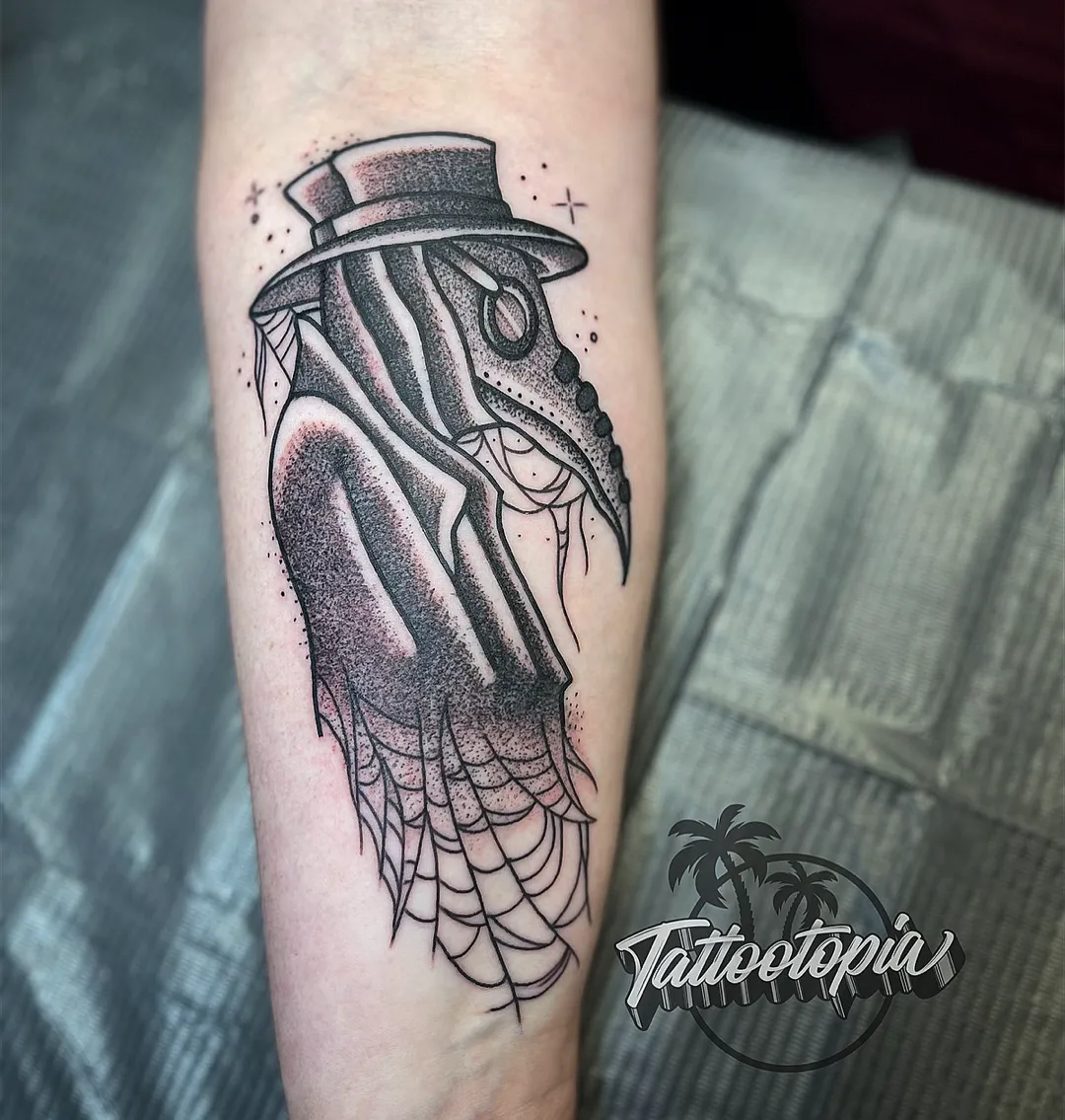 plague doctor blackwork tattoo tattoopia denham springs