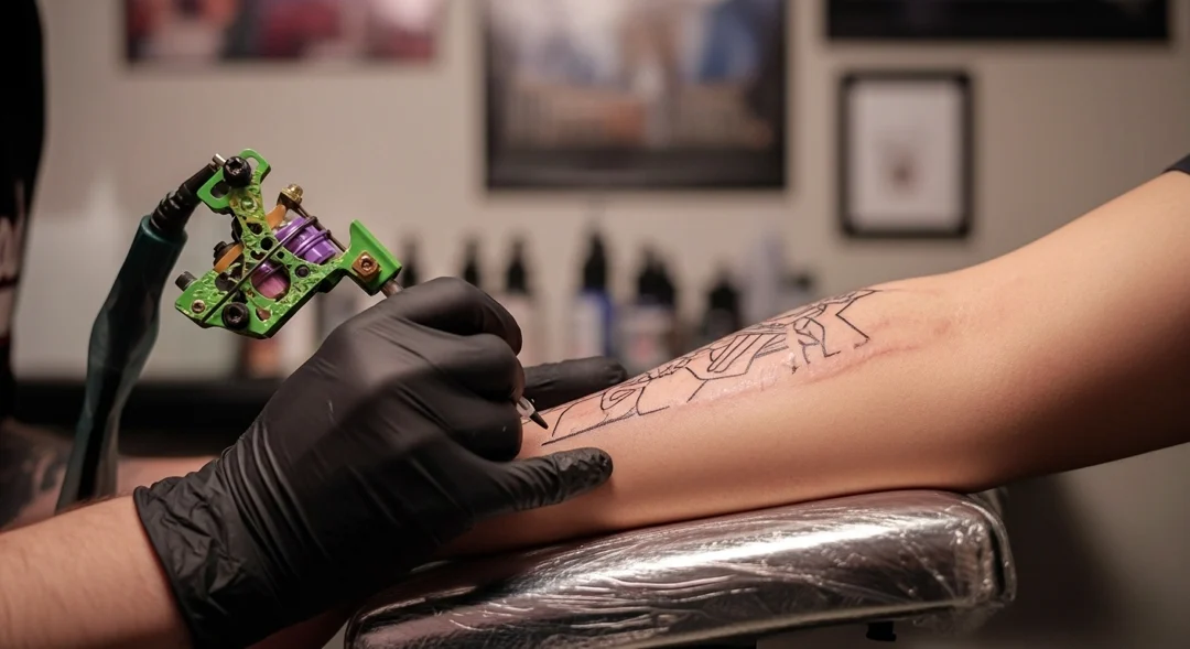 tattootopia scar covering tattoo closeup healed scar ink application denham springs