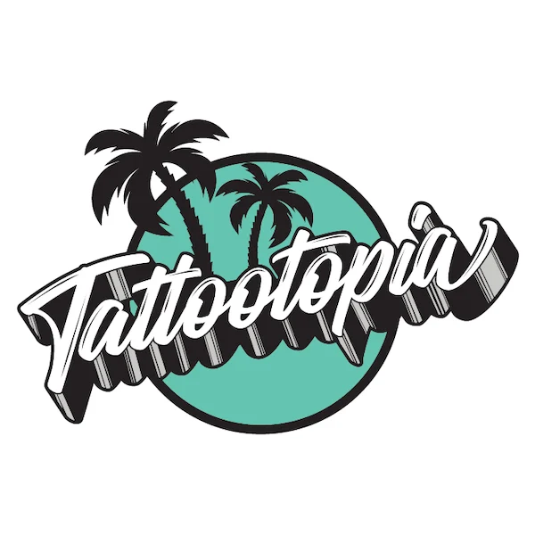 tattootopia tattoo studio denham springs la square palm tree logo