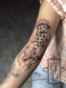 jellyfish floral arm tattoo roger cazares tattootopia