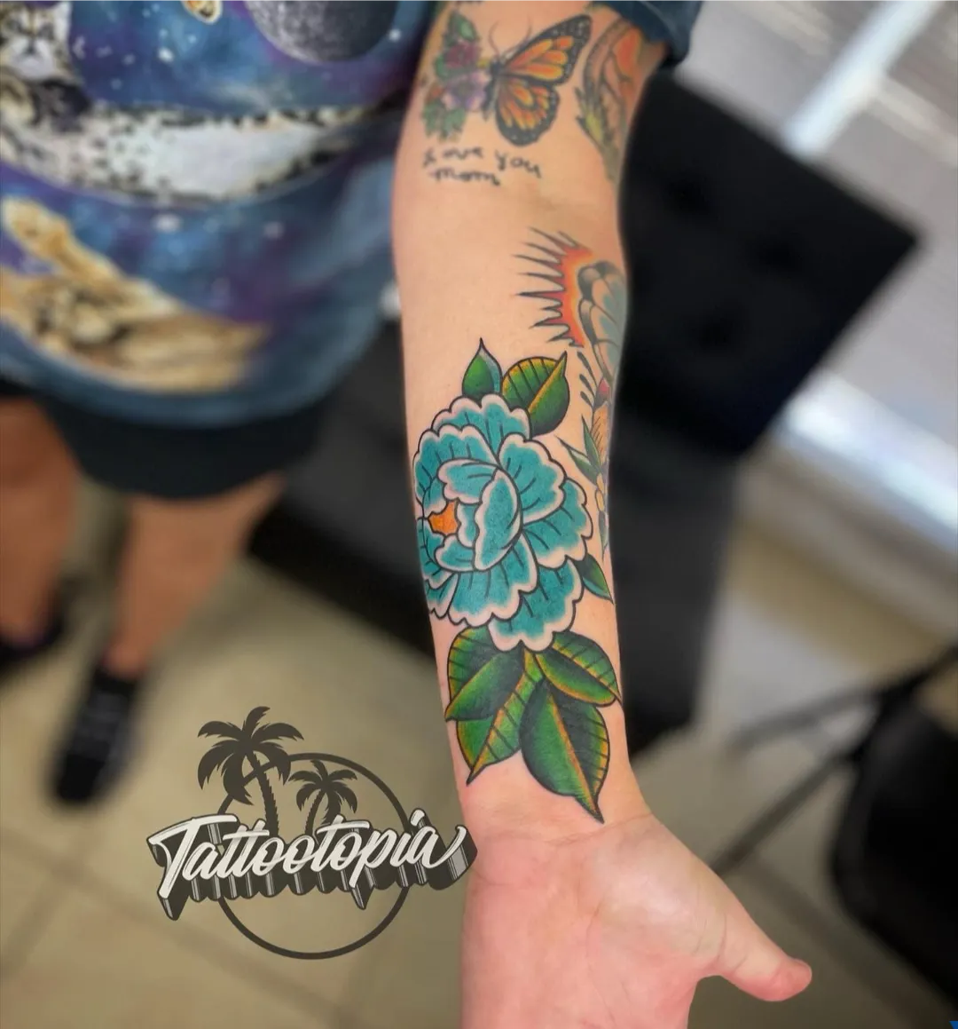 black and gray angel wings clouds sleeve arm tattoo cory veron tattootopia