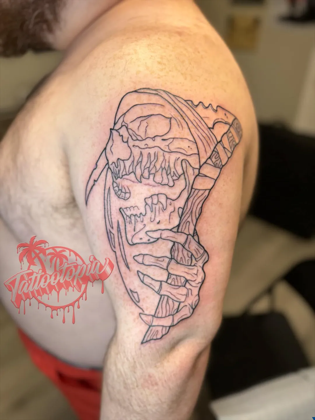 black and gray cross grayson script forearm tattoo cory veron tattootopia