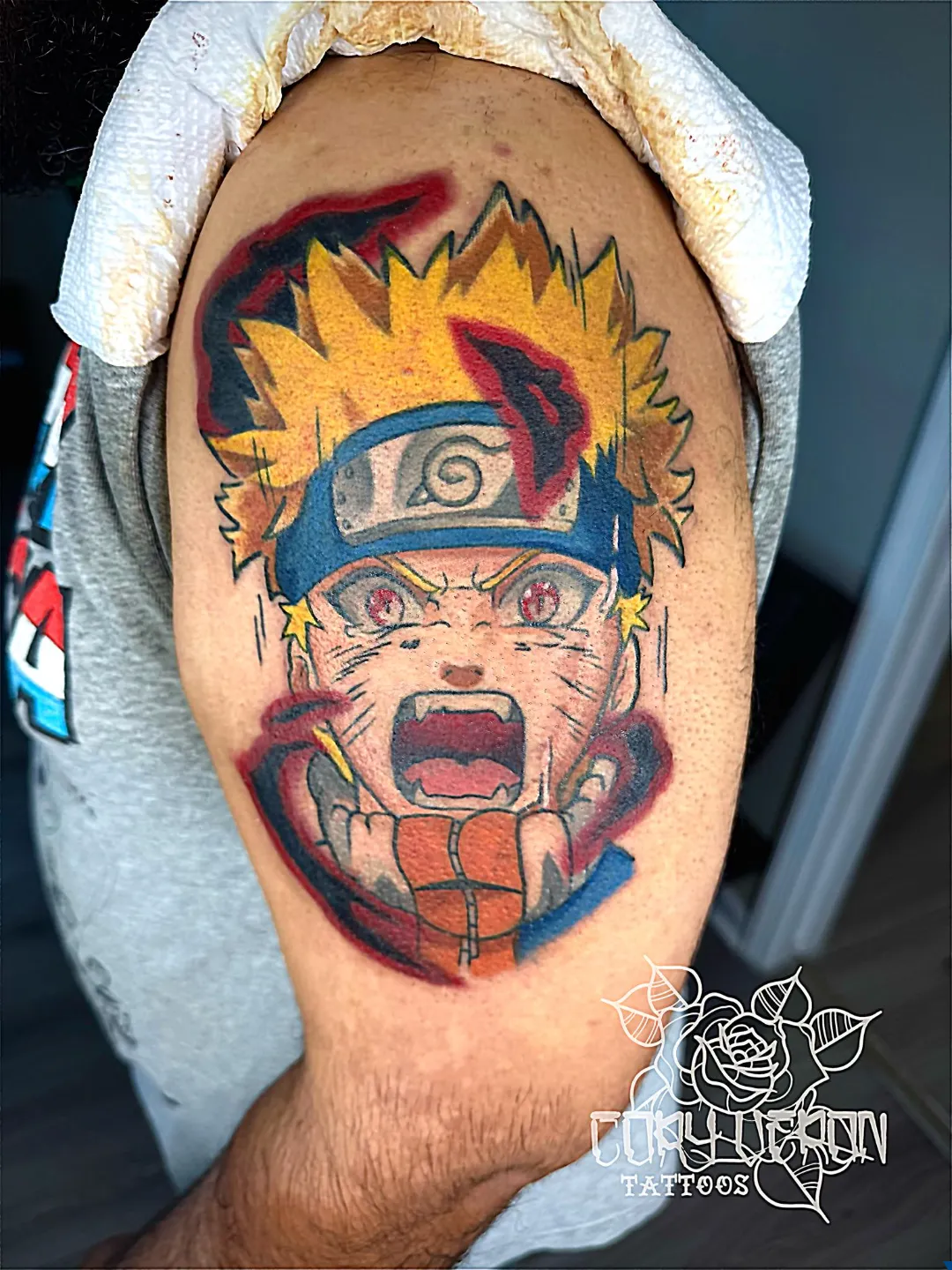 black and gray fine line floral bouquet shoulder tattoo v2 cory veron tattootopia