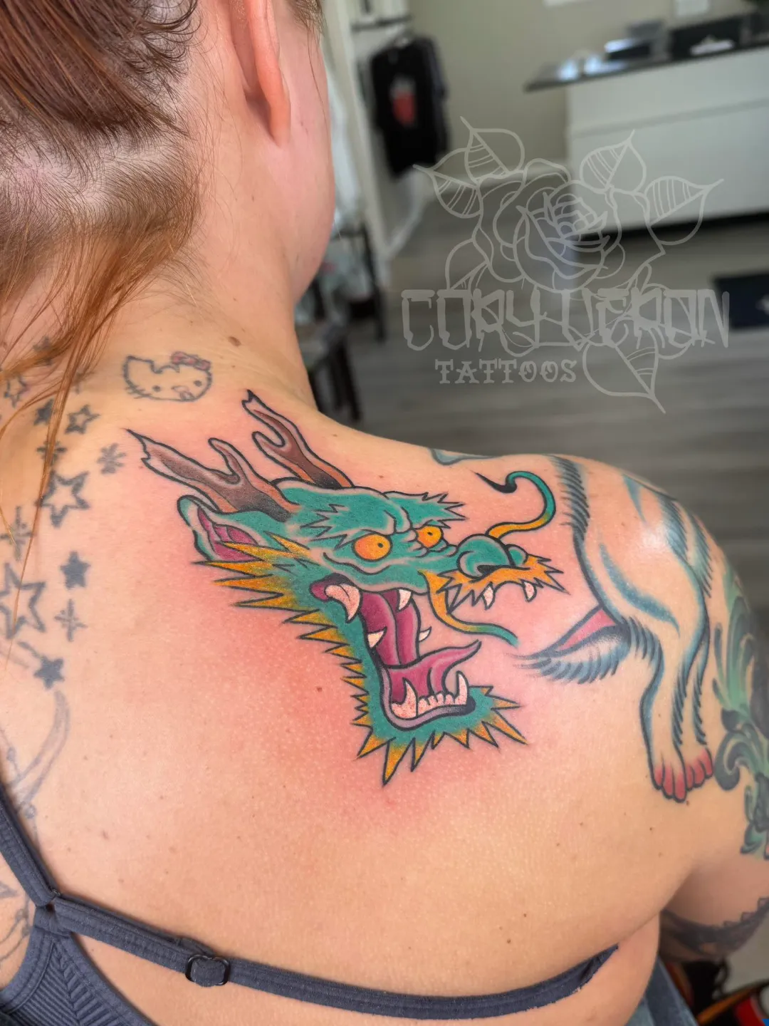 black and gray fine line lavender sprig forearm tattoo cory veron tattootopia