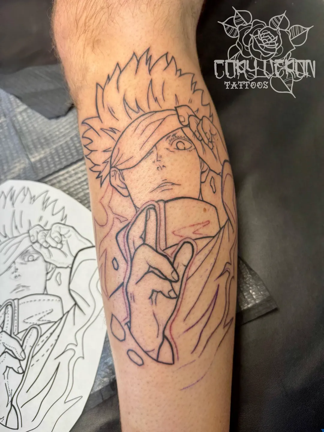 black and gray realistic skull angel clouds sleeve arm tattoo cory veron tattootopia