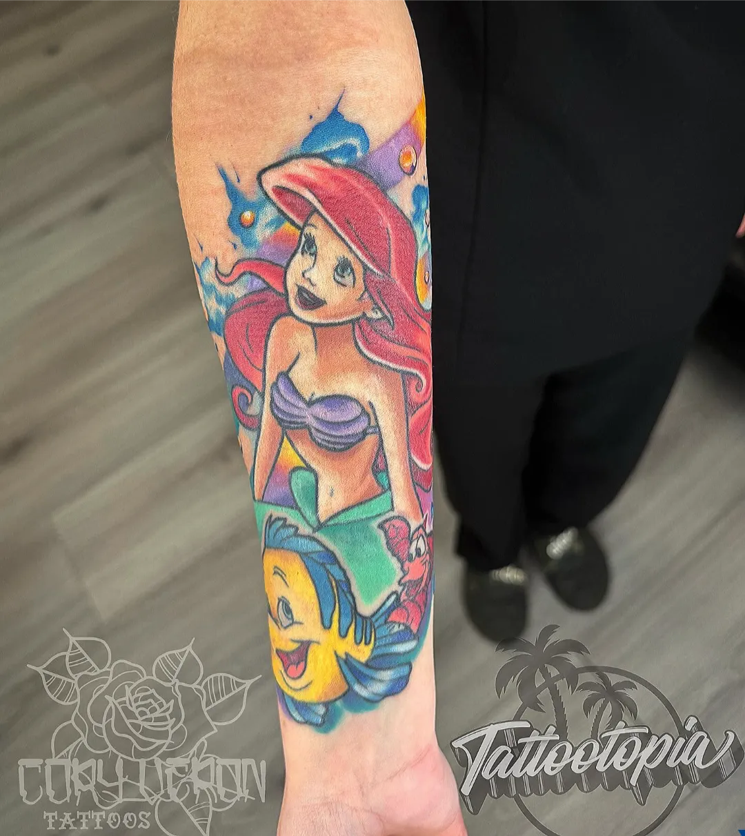 black and gray skull roses sleeve in progress arm tattoo cory veron tattootopia