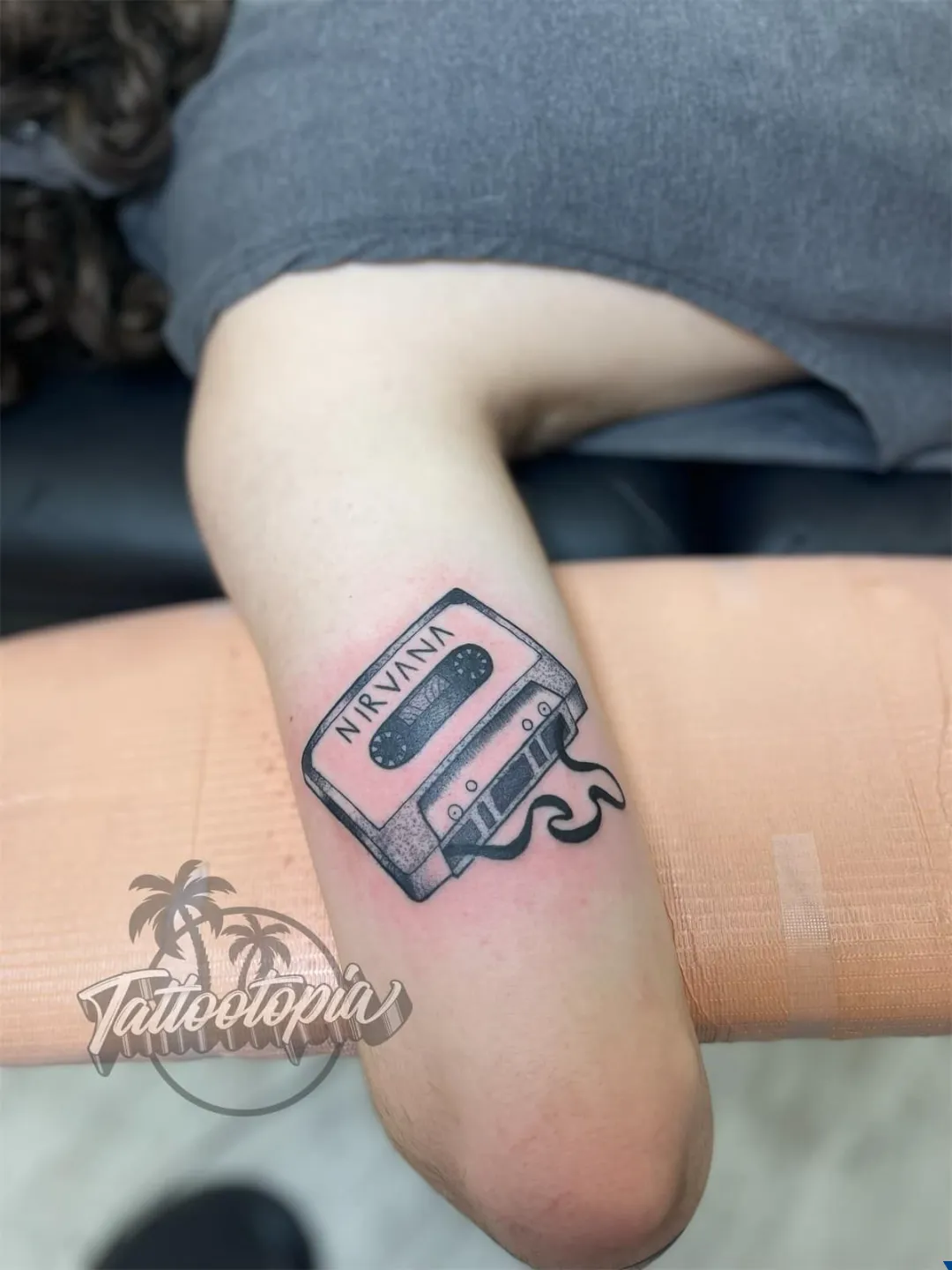 black and gray skull sleeve arm tattoo cory veron tattootopia