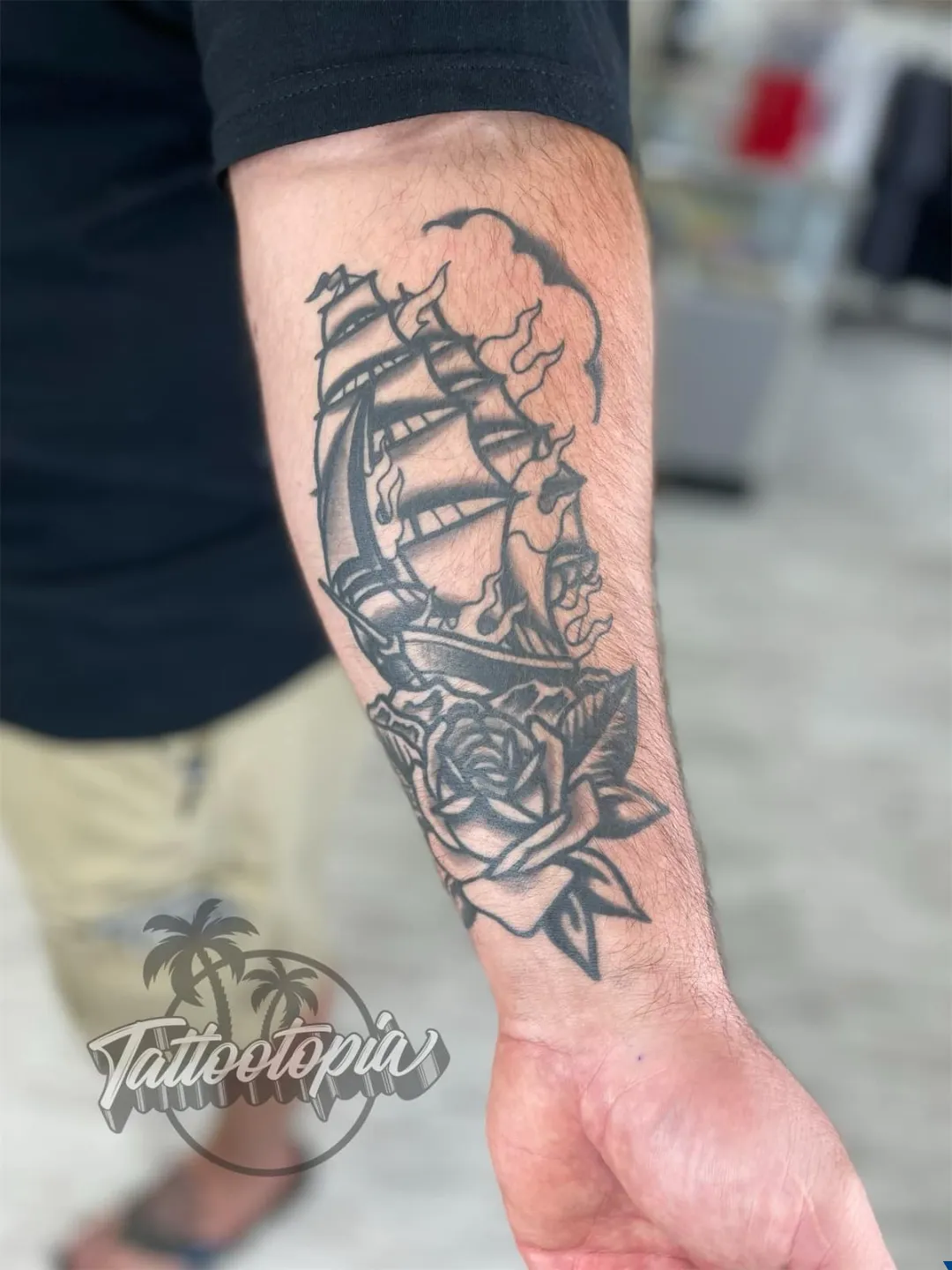 black and gray skull snake rose hand tattoo cory veron tattootopia