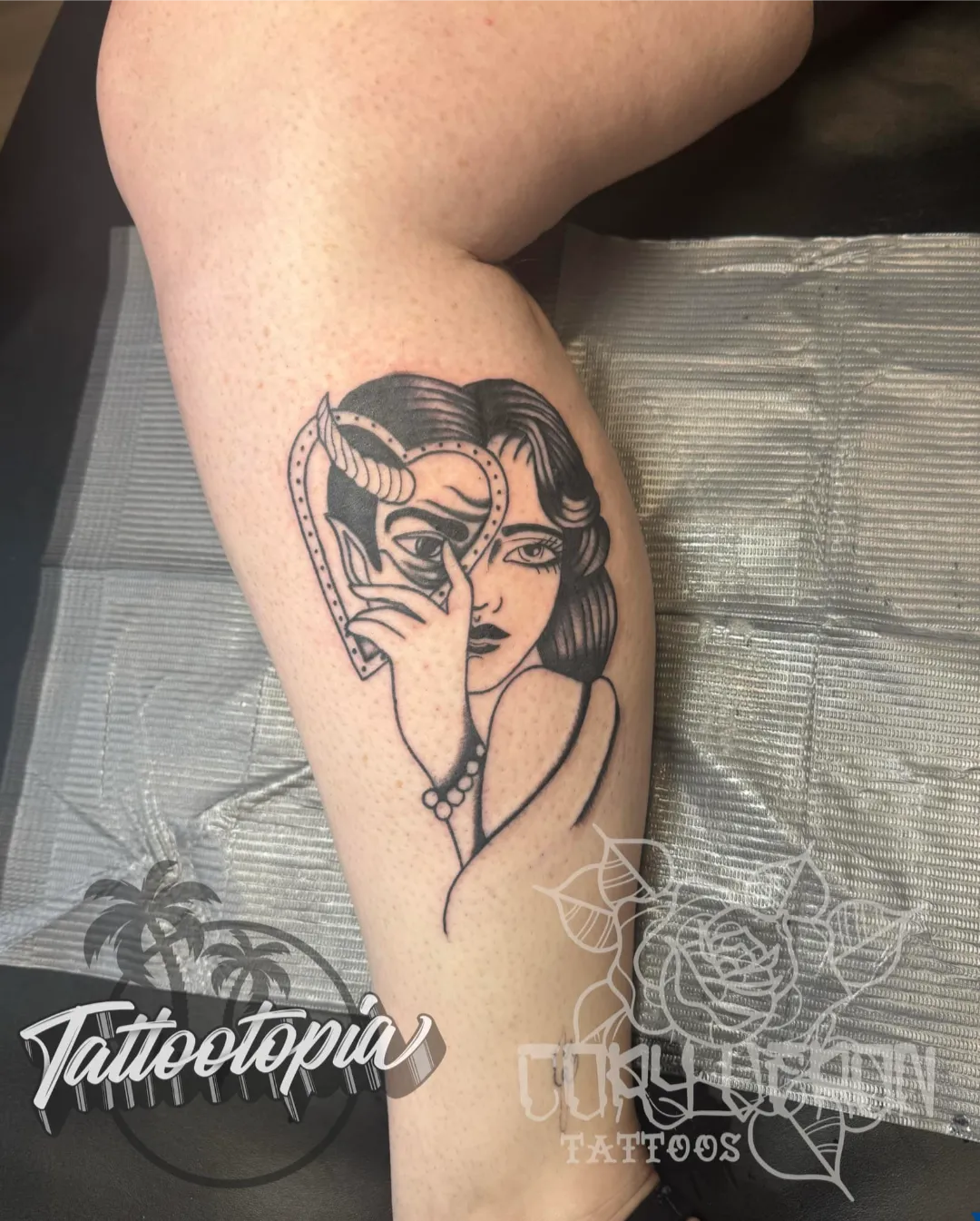 black and gray spartan warrior sleeve arm tattoo cory veron tattootopia