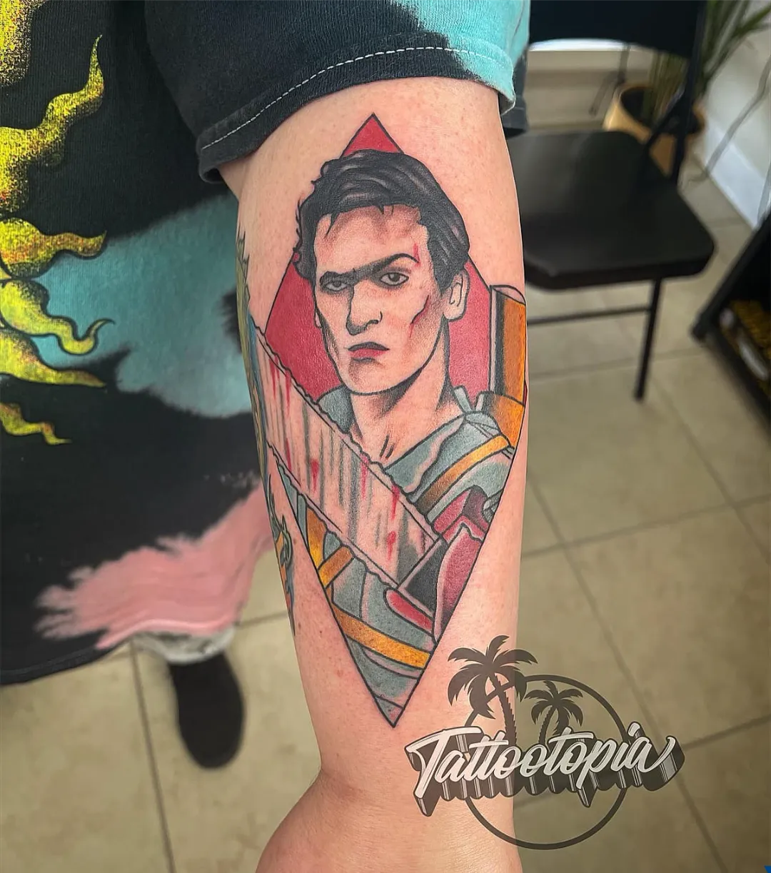 black and gray three crosses roses forearm tattoo cory veron tattootopia