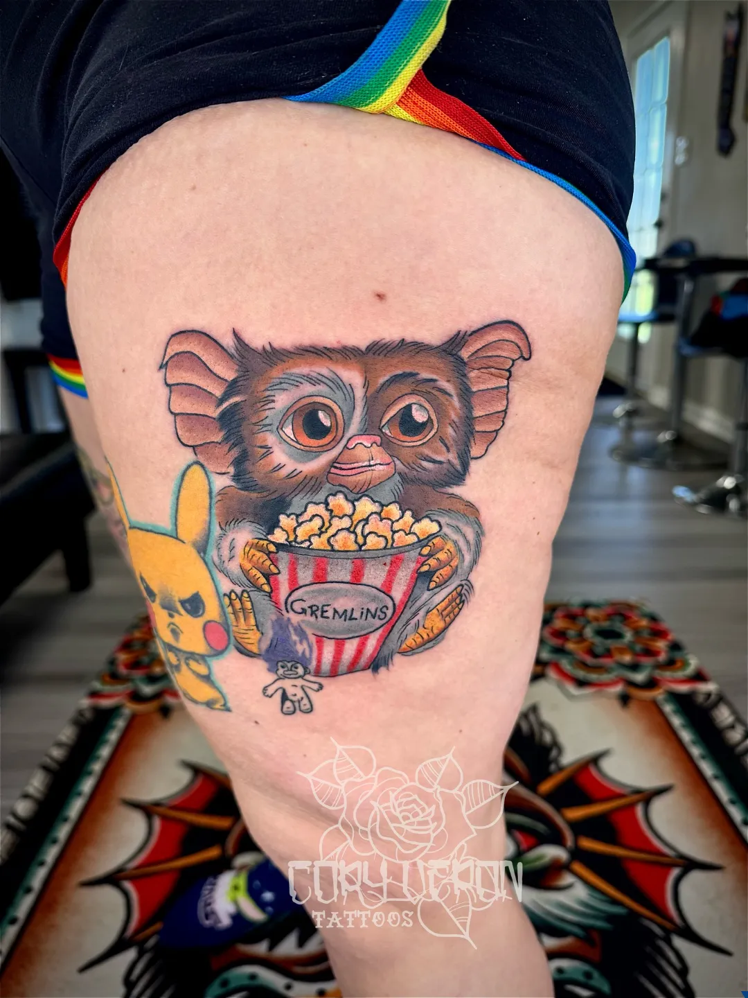 black and gray woman portrait lion headdress sleeve v5 arm tattoo cory veron tattootopia