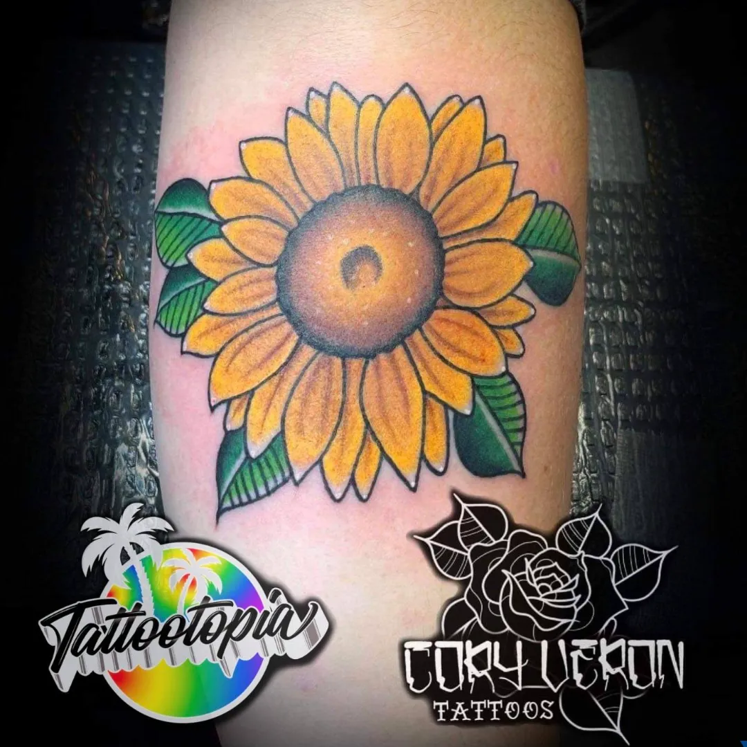 bright sunflower traditional tattoo cory veron tattootopia