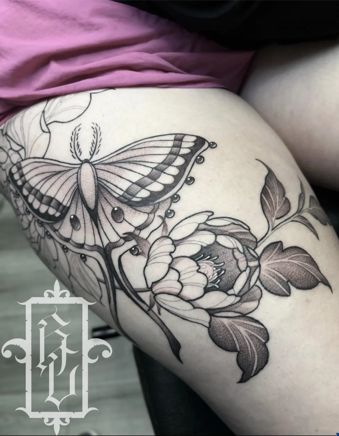 butterfly tattoo work in progress