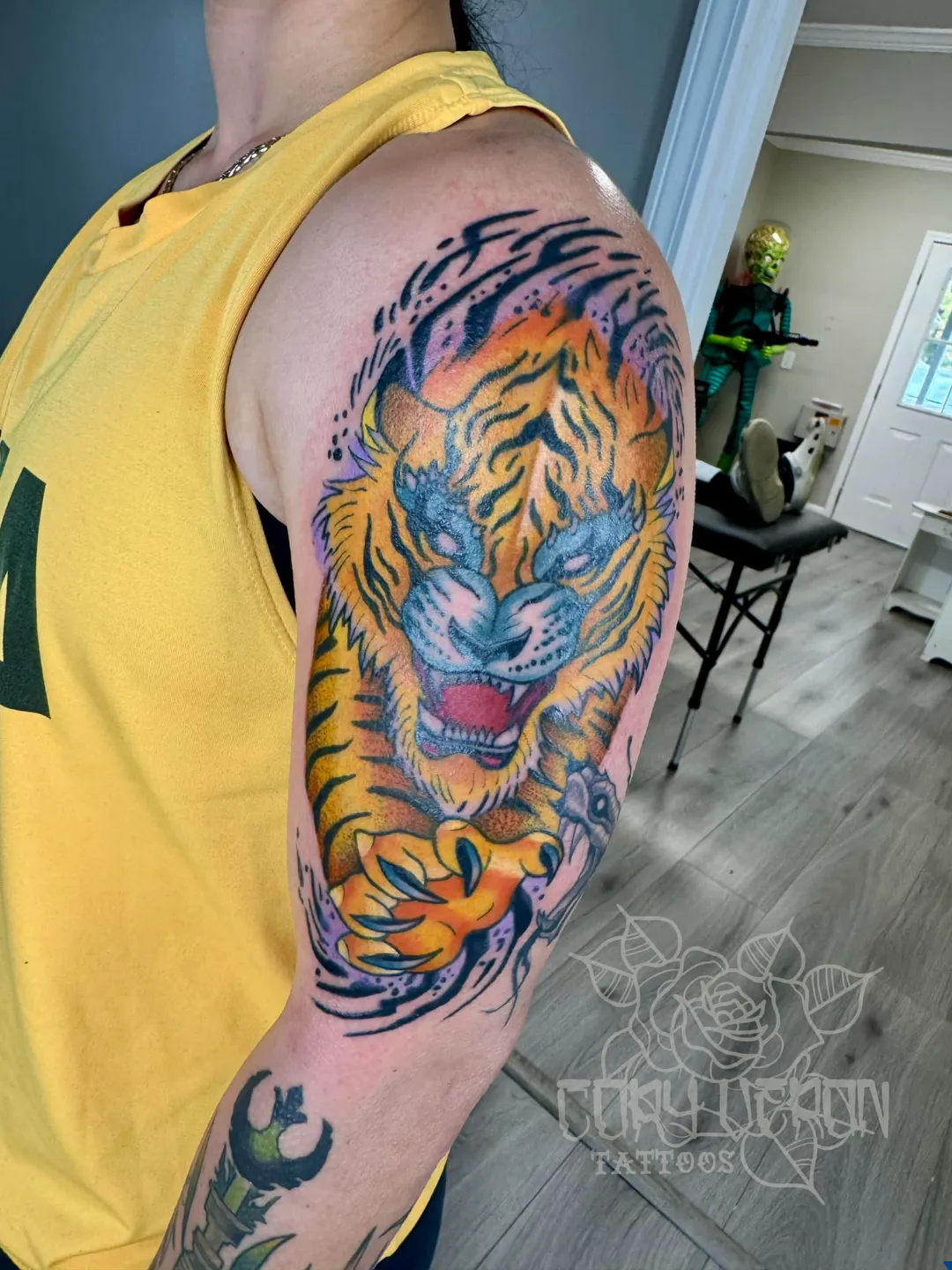 traditional color rose hand tattoo v2 cory veron tattootopia