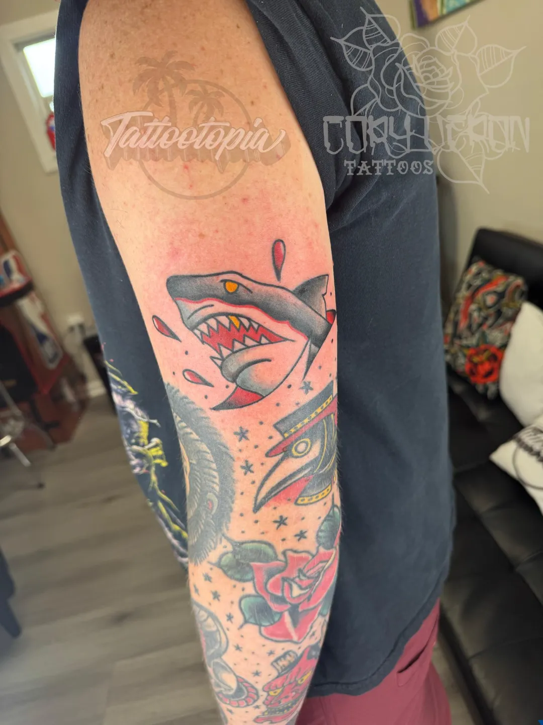 traditional color vacation grim reaper forearm tattoo cory veron tattootopia