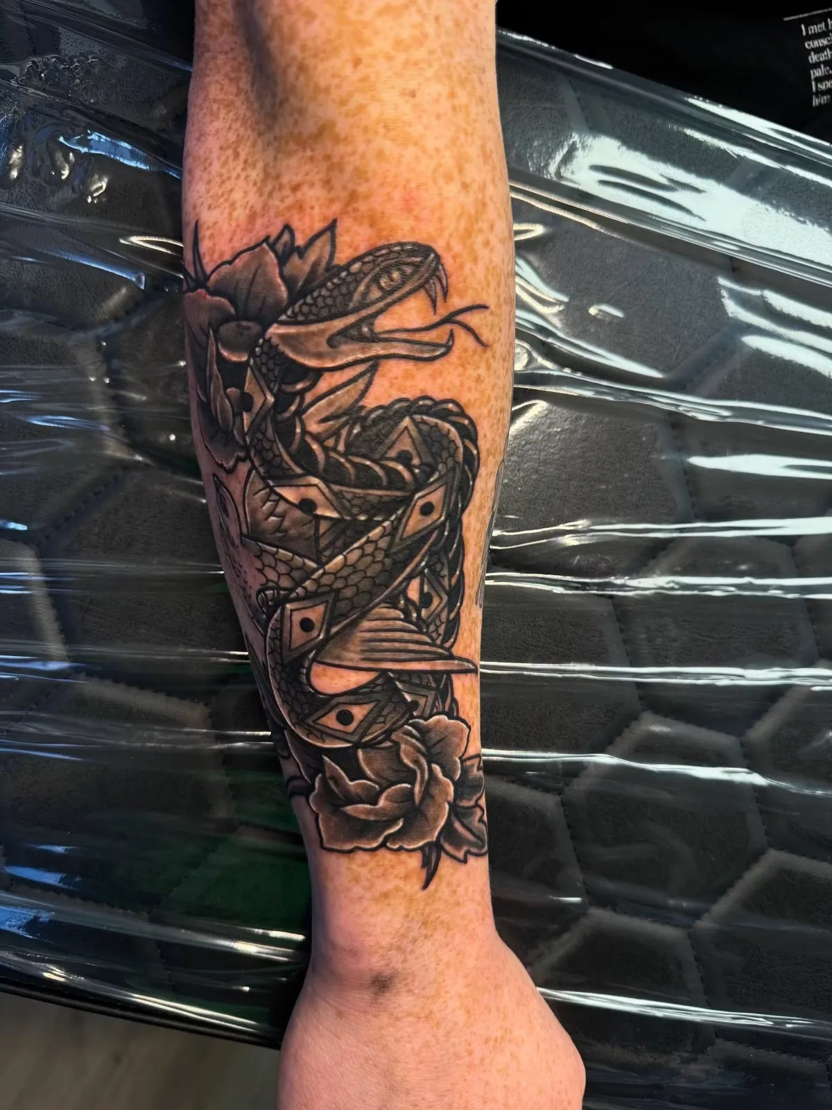 black and gray dragon forearm tattoo josh lockhart tattootopia