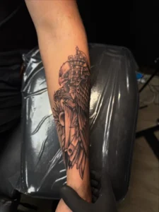 black and gray forearm sleeve tattoo josh lockhart tattootopia