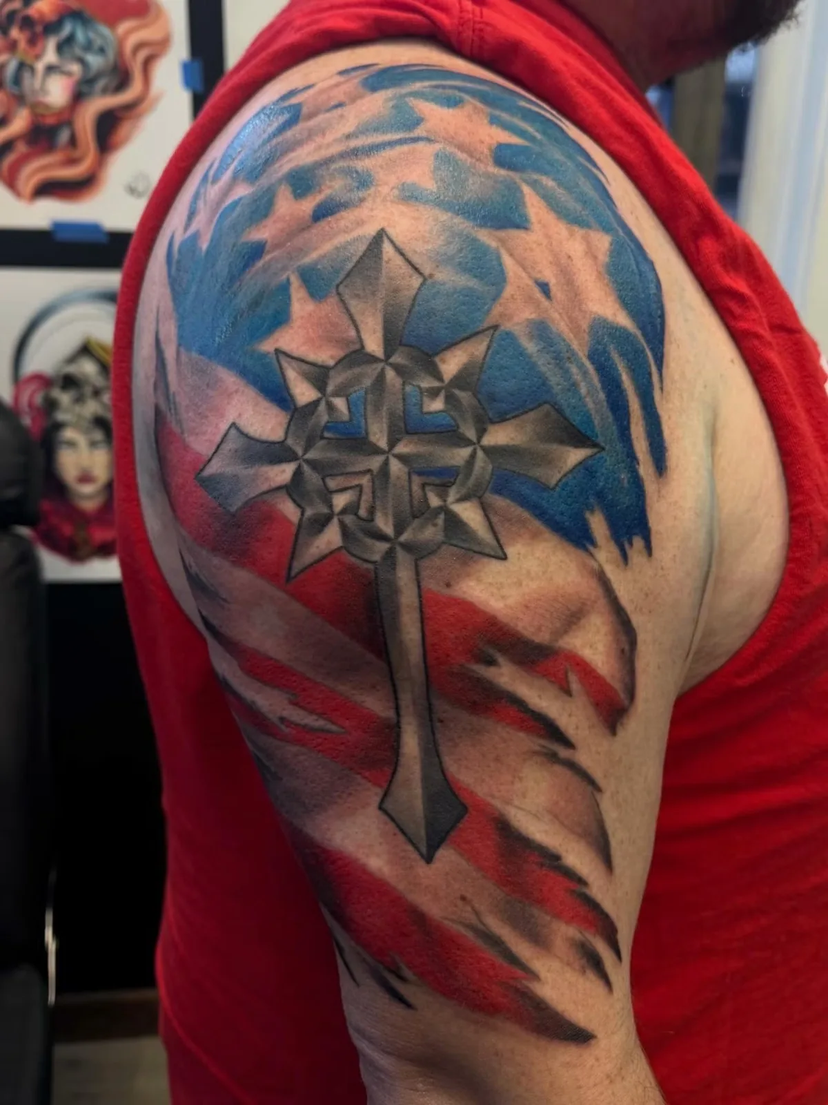 color american flag and star upper arm tattoo josh lockhart tattootopia