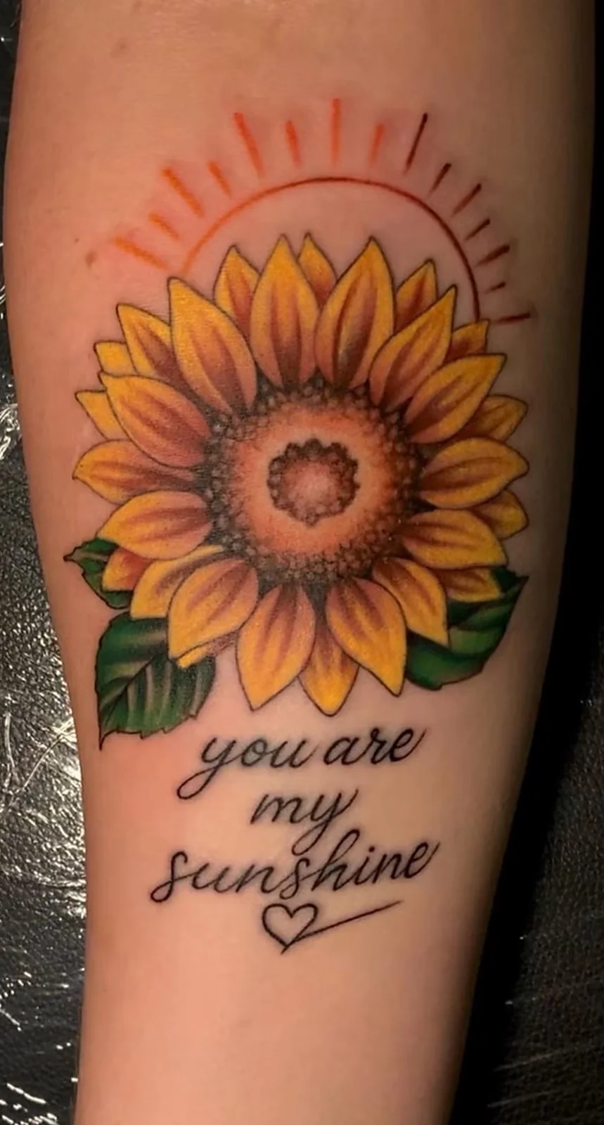 color sunflower you are my sunshine forearm tattoo halo minier tattootopia
