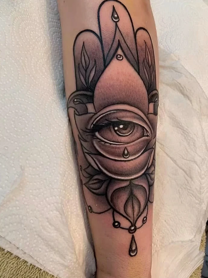 ornamental eye and lotus forearm tattoo halo minier tattootopia