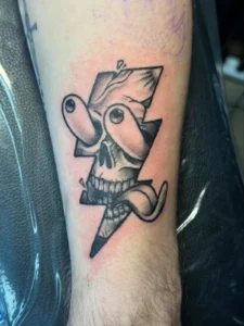 traditional dagger through fish calf tattoo josh lockhart tattootopia