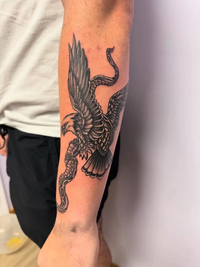 traditional eagle forearm tattoo josh lockhart tattootopia