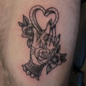 traditional hand with heart and roses thigh tattoo josh lockhart tattootopia